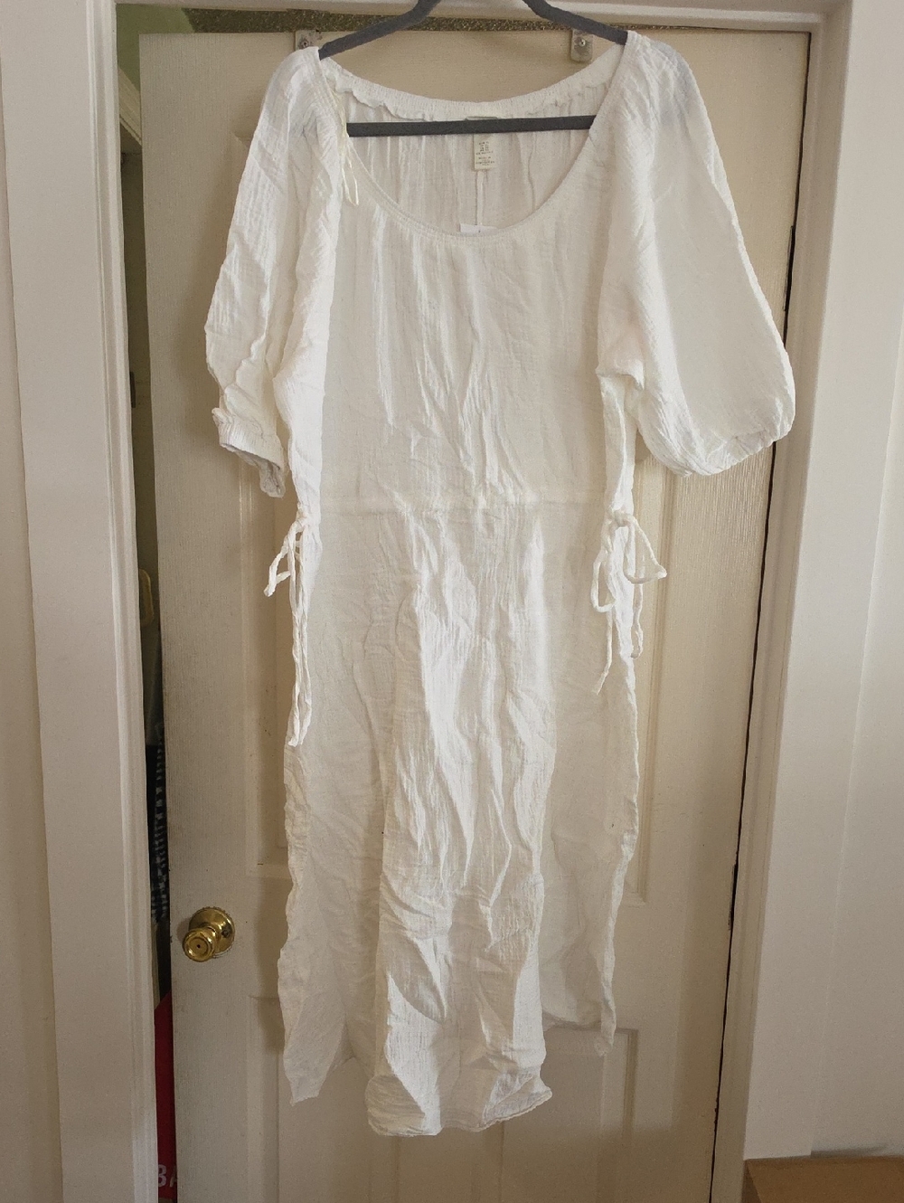H&M White Gauze Tie-Side Midi Dress